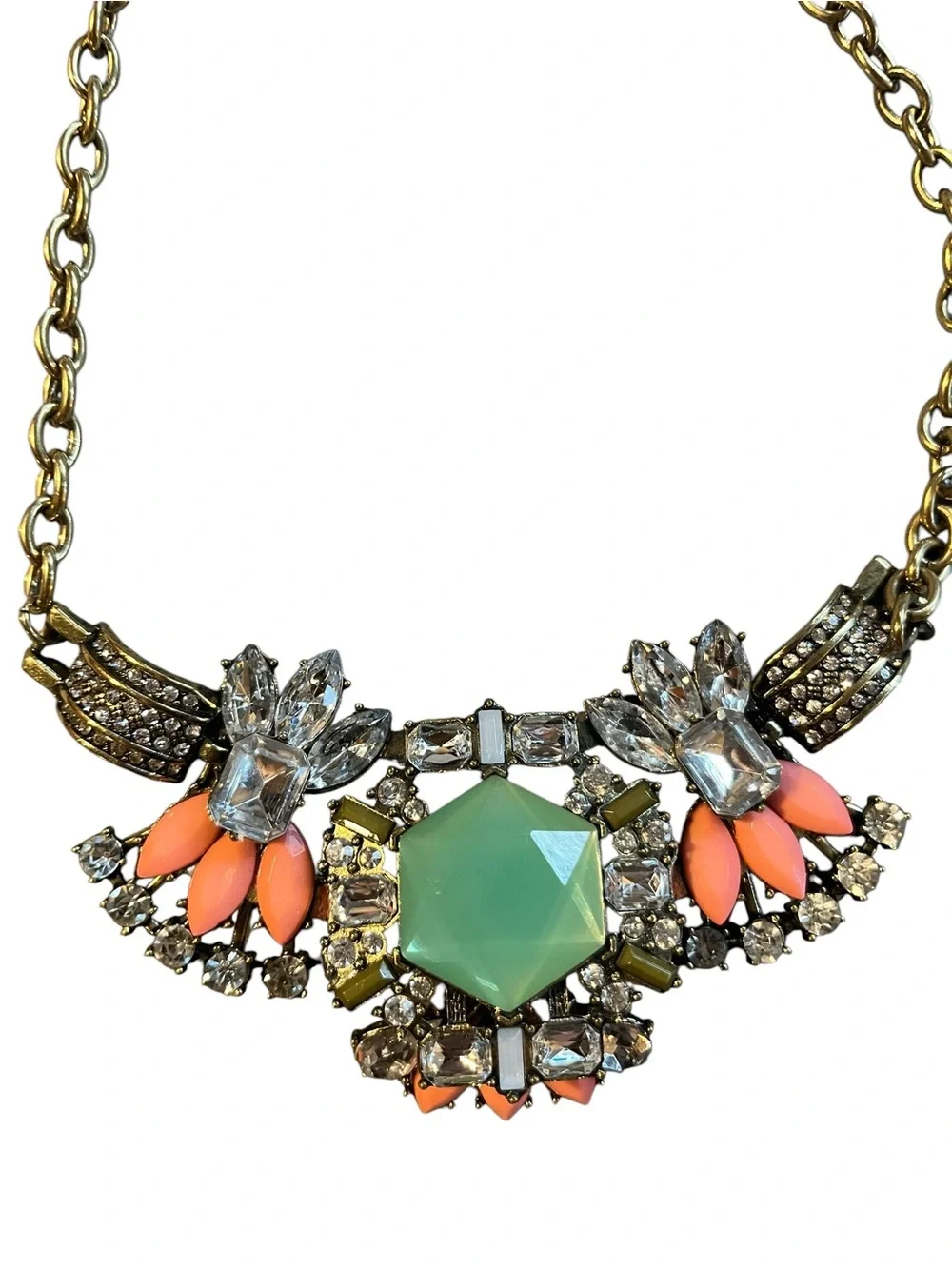 J Crew Art Deco-Inspired Crystal and Gemstone Statement Necklace